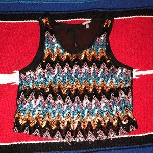 Sheer Sequin Crop Top